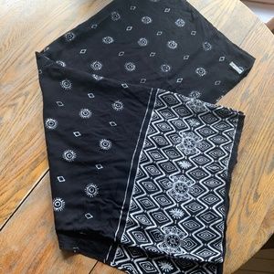 COOL CHANGE black printed rayon coverup or scarf/68”x44”